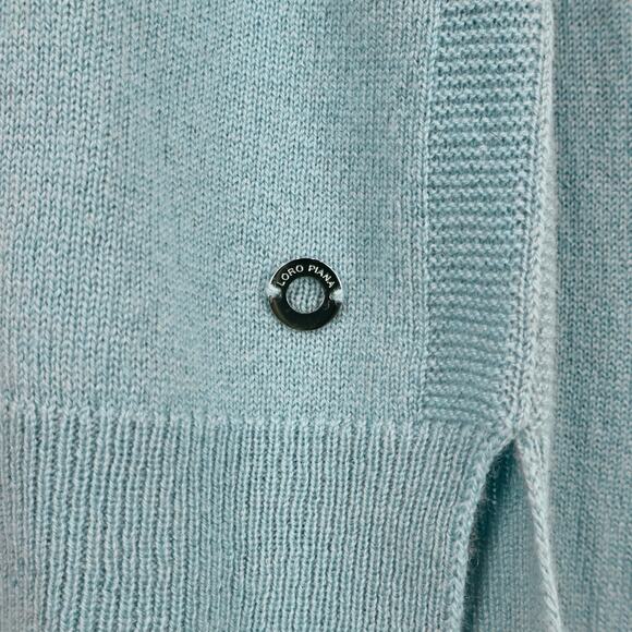 Loro Piana 100% Cashmere V-Neck Long Sleeve Sweater In Turquoise Size 44 Italy - Picture 6 of 9